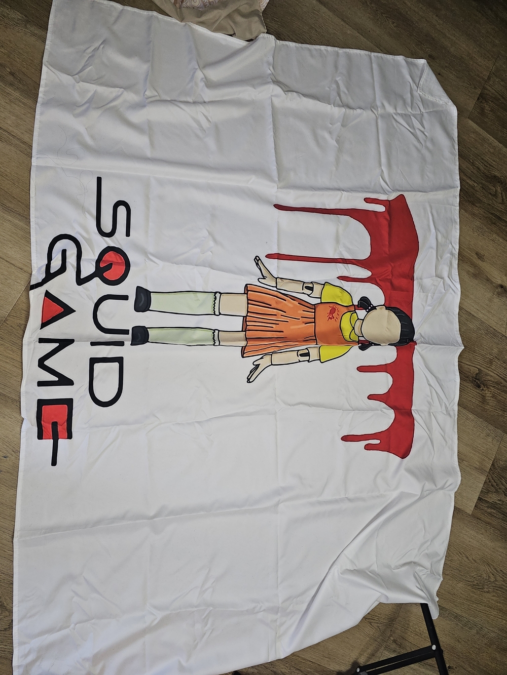 Squid Game Graphic Blanket - White with Red & Orange Design